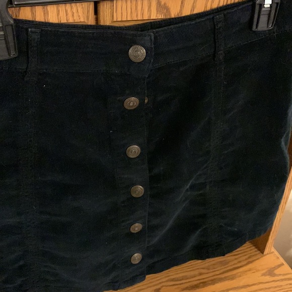 Black Corduroy Button Down Mini Skirt - Picture 2 of 6